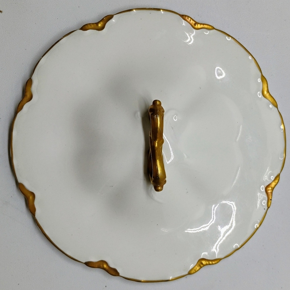 Antique Johnson Brothers England Ceramic Lid Replacement Round Chantilly Gold